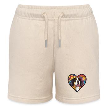 Saint Bernard Hund Herz Hundeliebe - Kinder Organic Joggingshorts Mini Bolter von Stanley/Stella - Natur - Vorne