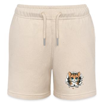 Cute cat torn apart - Kids Organic Sweat Shorts by Stanley/Stella - soft Ecru - Front