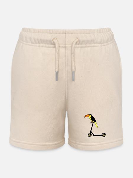 Tucan fährt E Scooter Paradiesvogel - Kinder Organic Joggingshorts Mini Bolter von Stanley/Stella - Natur