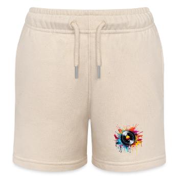 Vinyl Platte Retro Vintage 80er 90er Geschenk - Kinder Organic Joggingshorts Mini Bolter von Stanley/Stella - Natur - Vorne