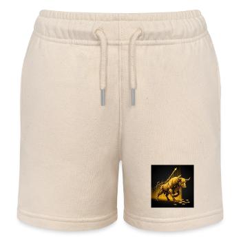 Golden Bull - Success, Wealth, Money, Stock Market - Kids Organic Sweat Shorts by Stanley/Stella - soft Ecru - Front