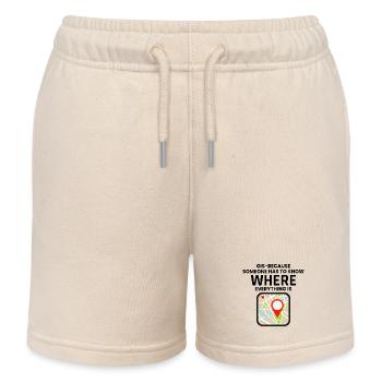 GIS Where Everything Is Map Location - Kids Organic Sweat Shorts by Stanley/Stella - soft Ecru - Front