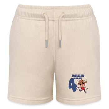 Fußball Geburtstag Kinder - Ich bin schon 4 Jahre - Kinder Organic Joggingshorts Mini Bolter von Stanley/Stella - Natur - Vorne