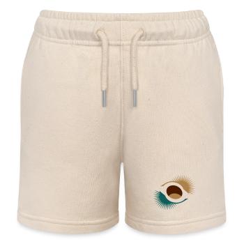 Chestnut with abstract shell - Kids Organic Sweat Shorts by Stanley/Stella - soft Ecru - Front