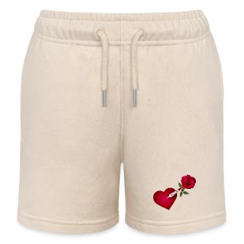 Flèche fléchette avec rose et cœur comme cible - Short de jogging enfant bio Stanley/Stella - écru doux - Devant