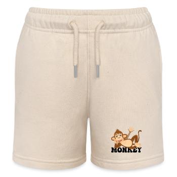 Fröhliche Monkey Lounge Illustration - Kinder Organic Joggingshorts Mini Bolter von Stanley/Stella - Natur - Vorne