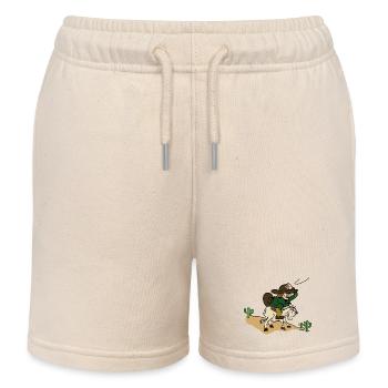 Adventurer on horseback. - Kids Organic Sweat Shorts by Stanley/Stella - soft Ecru - Front