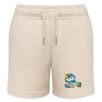 Watercolor Map Tahiti - Kids Organic Sweat Shorts by Stanley/Stella - soft Ecru - Front