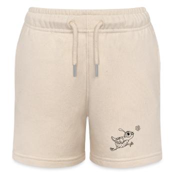 Coloring page bird with butterfly - Kids Organic Sweat Shorts by Stanley/Stella - soft Ecru - Front
