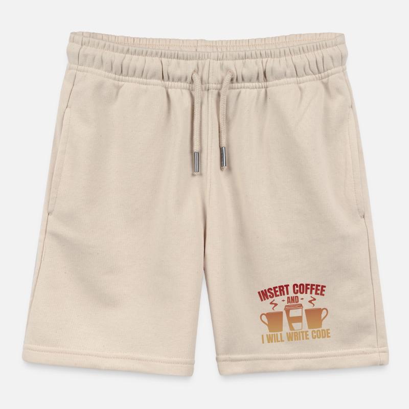 Throw in coffee and write code Kids Organic Sweat Shorts by Stanley/Stella