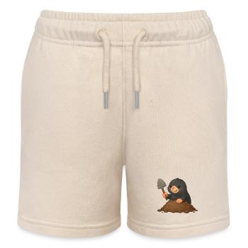 Taupe mignonne avec pelle - Short de jogging enfant bio Stanley/Stella - écru doux - Devant