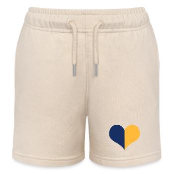 Upper Lusatia - blue yellow heart - Kids Organic Sweat Shorts by Stanley/Stella - soft Ecru - Front