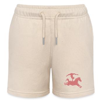 Minimalistische Pferd Reiten Silhouette Voltigiere - Kinder Organic Joggingshorts Mini Bolter von Stanley/Stella - Natur - Vorne