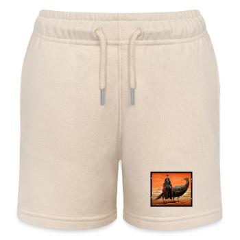 Fantasy bird with gothic figure surreal fantasy - Kids Organic Sweat Shorts by Stanley/Stella - soft Ecru - Front
