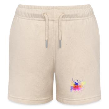 Farbige Farbspritzer Kunst Design - Kinder Organic Joggingshorts Mini Bolter von Stanley/Stella - Natur - Vorne