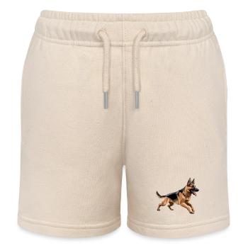 German Shepherd - Cool Low Poly Logo - Kids Organic Sweat Shorts by Stanley/Stella - soft Ecru - Front