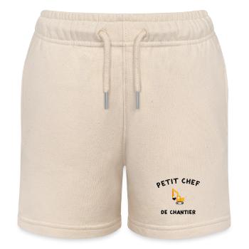 Small Construction Machinery Site Manager - Kids Organic Sweat Shorts by Stanley/Stella - soft Ecru - Front