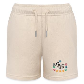 Paw Lovers Love Colorful Animals - Kids Organic Sweat Shorts by Stanley/Stella - soft Ecru - Front