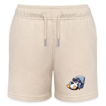 Penguin Virtual Reality Gamer Gamer Chill - Kids Organic Sweat Shorts by Stanley/Stella - soft Ecru - Front
