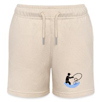 Fishing & Fishing | Petri Heil Hobby Logo - Kids Organic Sweat Shorts by Stanley/Stella - soft Ecru - Front