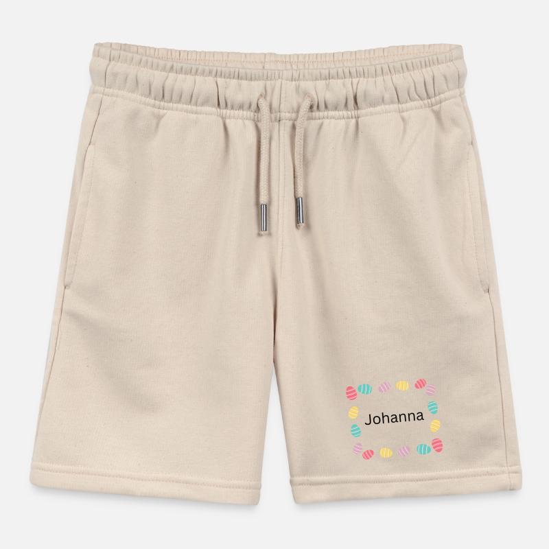 Pastel Egg Frame Pattern Johanna Kids Organic Sweat Shorts by Stanley/Stella