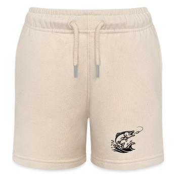 Hecht Raubfisch Schwarz Outline - Kinder Organic Joggingshorts Mini Bolter von Stanley/Stella - Natur - Vorne