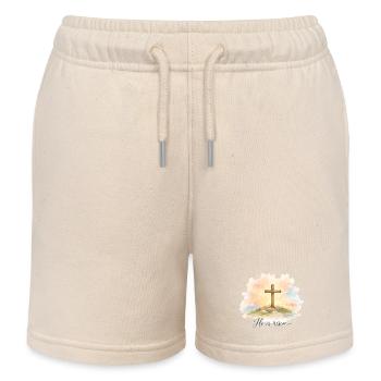 Resurrection He is Risen Easter Jesus - Kids Organic Sweat Shorts by Stanley/Stella - soft Ecru - Front