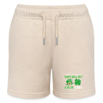 Révélation du sexe de la fête de bébé : la Saint-Patrick - Short de jogging enfant bio Stanley/Stella - écru doux - Devant
