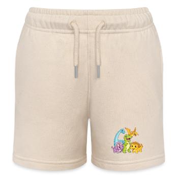 Cute Dino Team - Kids Organic Sweat Shorts by Stanley/Stella - soft Ecru - Front