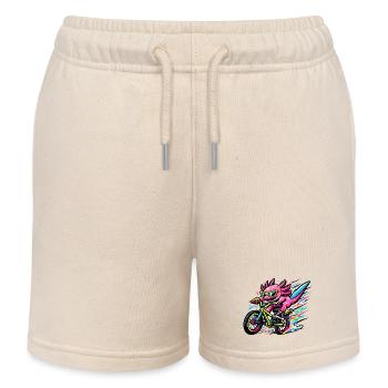 Neon Axolotl auf dem Bike - Kinder Organic Joggingshorts Mini Bolter von Stanley/Stella - Natur - Vorne
