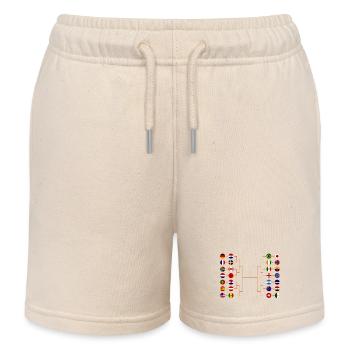 Global Flag Bracket - Kids Organic Sweat Shorts by Stanley/Stella - soft Ecru - Front
