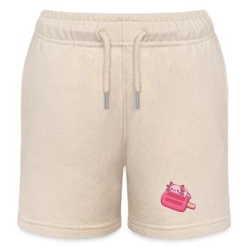 Cute Axolotl Chilling On Red Icelolly - Kids Organic Sweat Shorts by Stanley/Stella - soft Ecru - Front