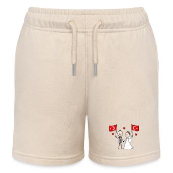 Wedding Couple Turkey Flag - Kids Organic Sweat Shorts by Stanley/Stella - soft Ecru - Front