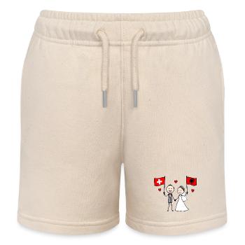 Wedding Couple Switzerland Albania Flag - Kids Organic Sweat Shorts by Stanley/Stella - soft Ecru - Front