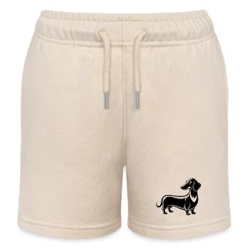 Extra Long Daschund - Kids Organic Sweat Shorts by Stanley/Stella - soft Ecru - Front