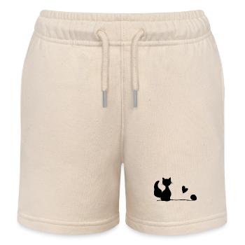 Cat Animal Wool Line Pet Animals - Kids Organic Sweat Shorts by Stanley/Stella - soft Ecru - Front