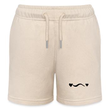 Heart Line Wave Hearts - Kids Organic Sweat Shorts by Stanley/Stella - soft Ecru - Front