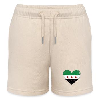 Syrien Flagge in Herz Flaggenherz - Kinder Organic Joggingshorts Mini Bolter von Stanley/Stella - Natur - Vorne