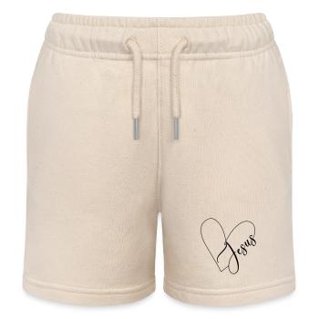 Jesus Heart Heart Line - Kids Organic Sweat Shorts by Stanley/Stella - soft Ecru - Front