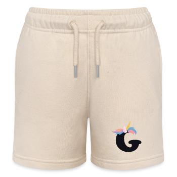 Licorne lettre arc-en-ciel Style « G » | Être unique - Short de jogging enfant bio Stanley/Stella - écru doux - Devant