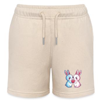 Bunny Couple Love Easter In Love - Kids Organic Sweat Shorts by Stanley/Stella - soft Ecru - Front