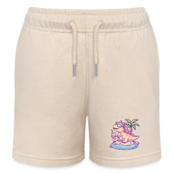 Dinosaurier stegosaurus Insel Palme - Kinder Organic Joggingshorts Mini Bolter von Stanley/Stella - Natur - Vorne