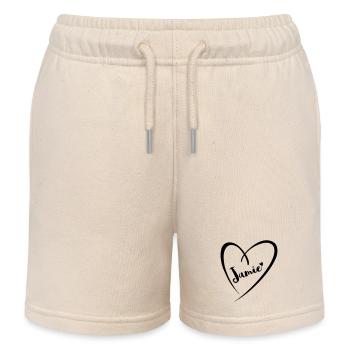 Jamie Name Vorname im Herzrahmen - Kinder Organic Joggingshorts Mini Bolter von Stanley/Stella - Natur - Vorne