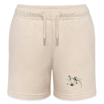 Fahrrad Weltkarte Design - Kinder Organic Joggingshorts Mini Bolter von Stanley/Stella - Natur - Vorne