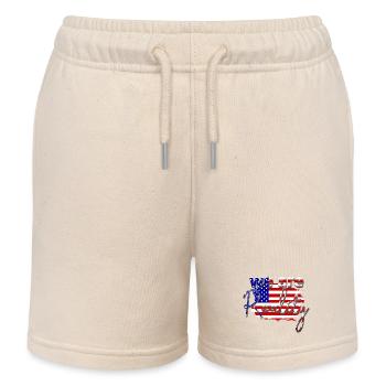 we are reality USA Star Strip American - Kids Organic Sweat Shorts by Stanley/Stella - soft Ecru - Front