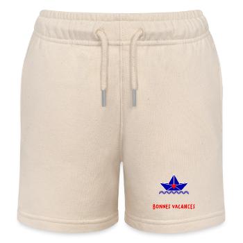 HAPPY HOLIDAYS - Kids Organic Sweat Shorts by Stanley/Stella - soft Ecru - Front