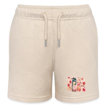 Kirschblüten Kimono Panel Portrait - Kinder Organic Joggingshorts Mini Bolter von Stanley/Stella - Natur - Vorne