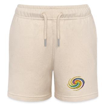 Galactic Rainbow Spiral - Kids Organic Sweat Shorts by Stanley/Stella - soft Ecru - Front