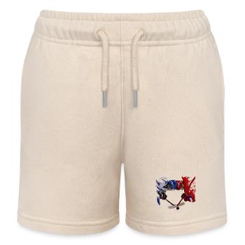 Duel de hockey sur glace Bleu Rouge - Short de jogging enfant bio Stanley/Stella - écru doux - Devant