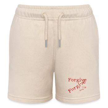 Le pardon en typographie rouge - Short de jogging enfant bio Stanley/Stella - écru doux - Devant